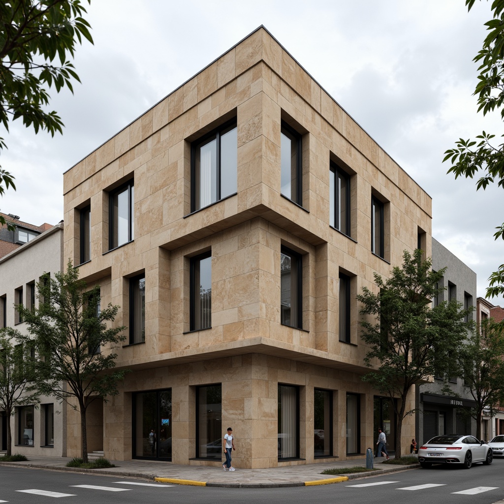 Prompt: Lavacrete building facade, rough stone texture, earthy tone, natural material, modern architecture, sleek lines, minimalist design, urban cityscape, cloudy sky, soft diffused lighting, shallow depth of field, 1/1 composition, realistic rendering, ambient occlusion.