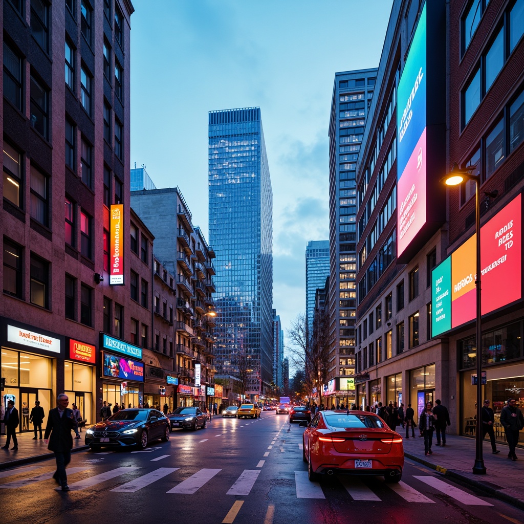 Prompt: Vibrant cityscape, sleek skyscrapers, bold color blocking, neon lights, metallic accents, glass facades, modernist architecture, monochromatic schemes, pastel hues, earthy tones, industrial chic, exposed brick, polished concrete, minimalist decor, futuristic ambiance, LED lighting, dynamic shadows, high-contrast colors, 3D modeling, atmospheric perspective, cinematic composition.