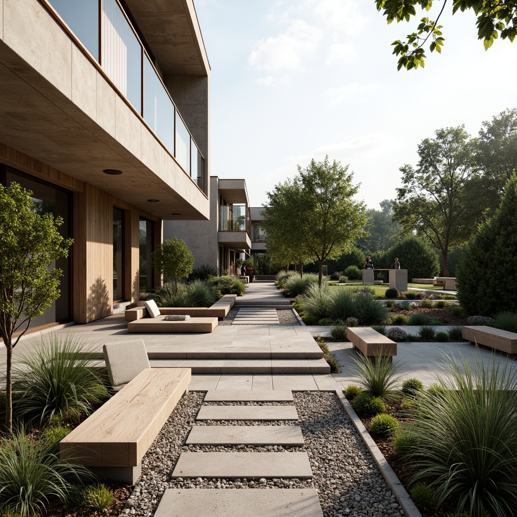 Prompt: Simple modern garden, clean lines, minimal ornamentation, natural stone pathways, sparse greenery, succulent plants, gravel groundcover, wooden benches, subtle outdoor lighting, warm neutral tones, shallow depth of field, 1/1 composition, panoramic view, realistic textures, ambient occlusion.