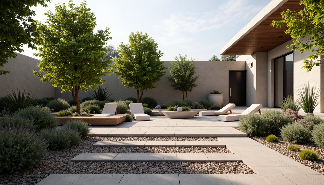 Prompt: Simple modern garden, clean lines, minimal ornamentation, natural stone pathways, sparse greenery, succulent plants, gravel groundcover, wooden benches, subtle outdoor lighting, warm neutral tones, shallow depth of field, 1/1 composition, panoramic view, realistic textures, ambient occlusion.