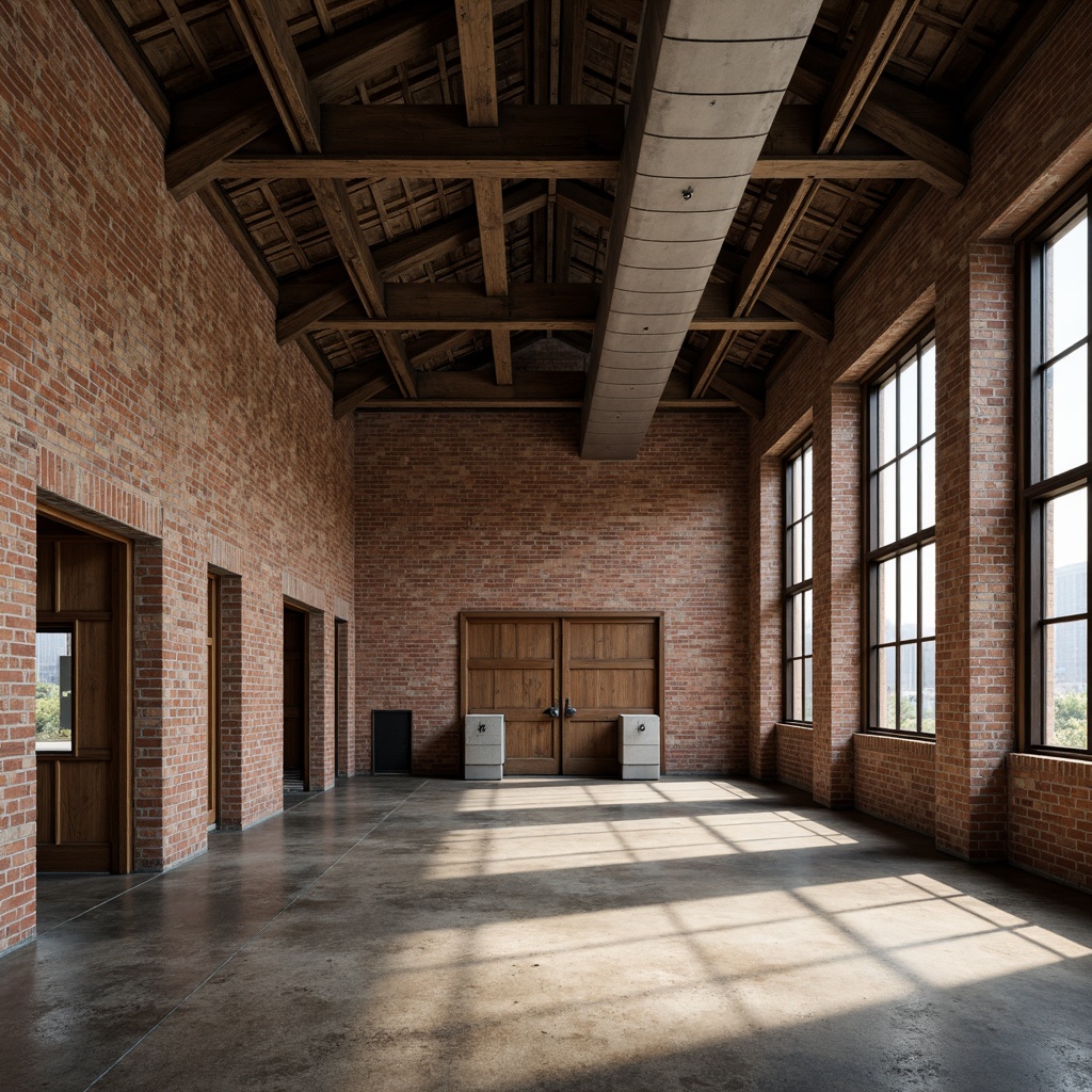 Prompt: Rustic industrial landscape, abandoned factories, worn brick walls, distressed metal roofs, reclaimed wood accents, earthy tones, natural textures, regional materials, local craftsmanship, exposed ductwork, concrete floors, steel beams, functional minimalism, industrial chic aesthetic, warm soft lighting, shallow depth of field, 1/1 composition, realistic renderings, ambient occlusion.