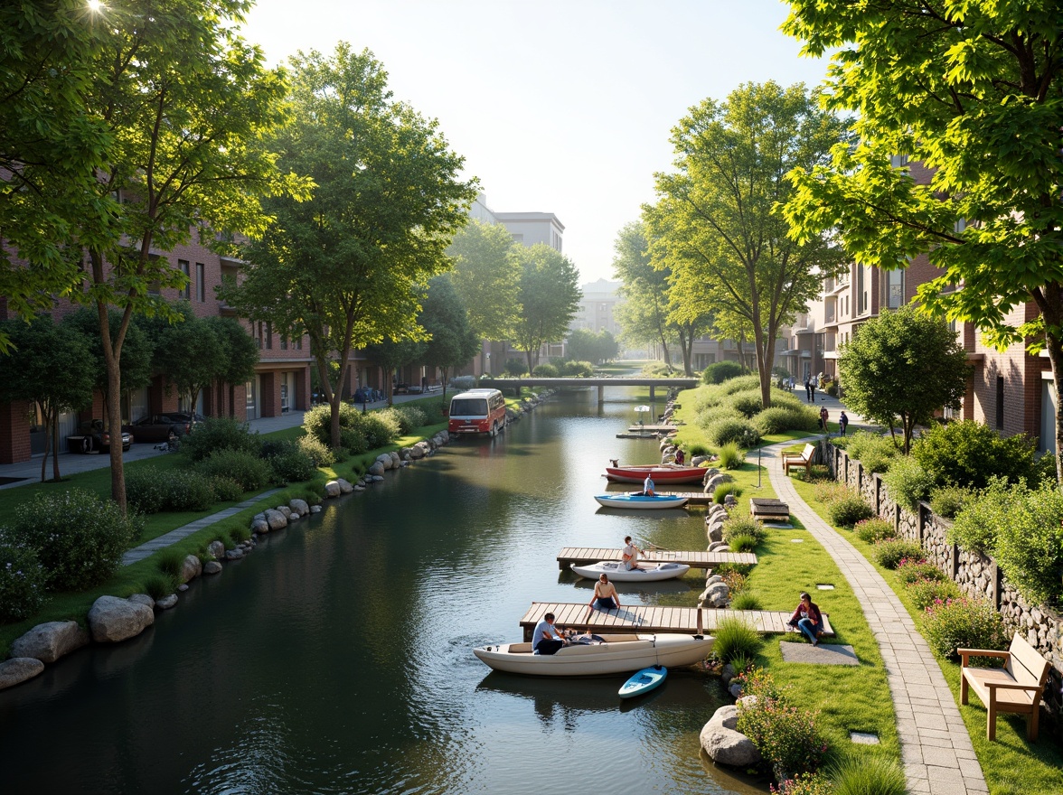 Prompt: Riverbank landscape, lush green vegetation, serene water flow, natural stone walls, wooden docks, sailboats, kayaks, paddleboards, scenic walking paths, benches, picnic areas, vibrant flowers, blooming trees, sunny day, soft warm lighting, shallow depth of field, 3/4 composition, panoramic view, realistic textures, ambient occlusion, gentle river breeze, misty atmosphere, rustic wooden bridges, meandering river streams, tranquil water reflections.