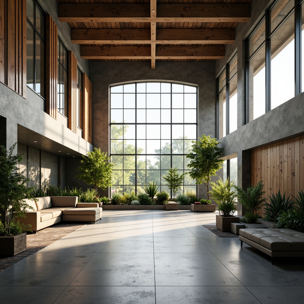 Prompt: Minimalist gymnasium interior, natural light pouring in, polished concrete floors, reclaimed wood accents, industrial metal beams, eco-friendly rubber flooring, energy-efficient LED lighting, green walls with living plants, modern minimalist equipment, sleek steel frames, recycled plastic furniture, calm color palette, abundant natural ventilation, shallow depth of field, 1/1 composition, soft warm lighting, realistic textures, ambient occlusion.