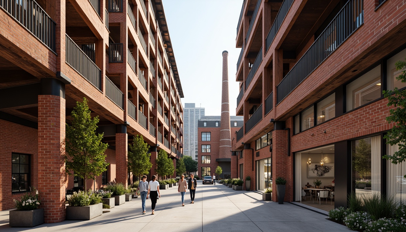 Prompt: Industrial heritage site, exposed brick buildings, rusty metal structures, reclaimed wood accents, vintage factory equipment, urban renewal, mixed-use development, adaptive reuse, modern amenities, sleek glass facades, minimalist interiors, polished concrete floors, industrial chic decor, natural light pouring in, airy open spaces, communal courtyards, pedestrian-friendly walkways, vibrant street art, eclectic neighborhood vibe, warm golden lighting, shallow depth of field, 2/3 composition, realistic textures, ambient occlusion.