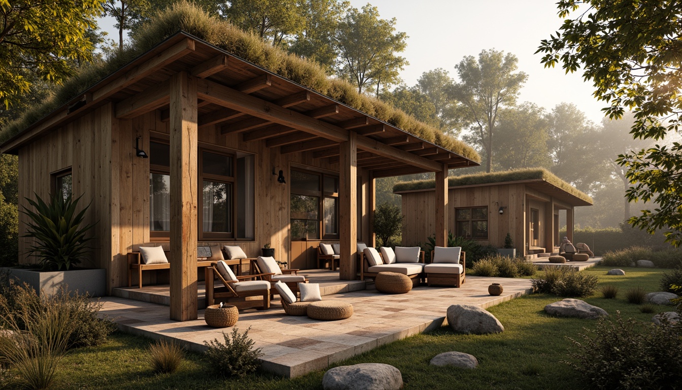 Prompt: Earthy cabin, wooden accents, natural stone walls, rustic brown furniture, woven textiles, earthy color palette, warm beige tones, soft sienna hues, moss-covered roofs, forest surroundings, misty morning, warm sunlight, shallow depth of field, 1/1 composition, realistic textures, ambient occlusion.