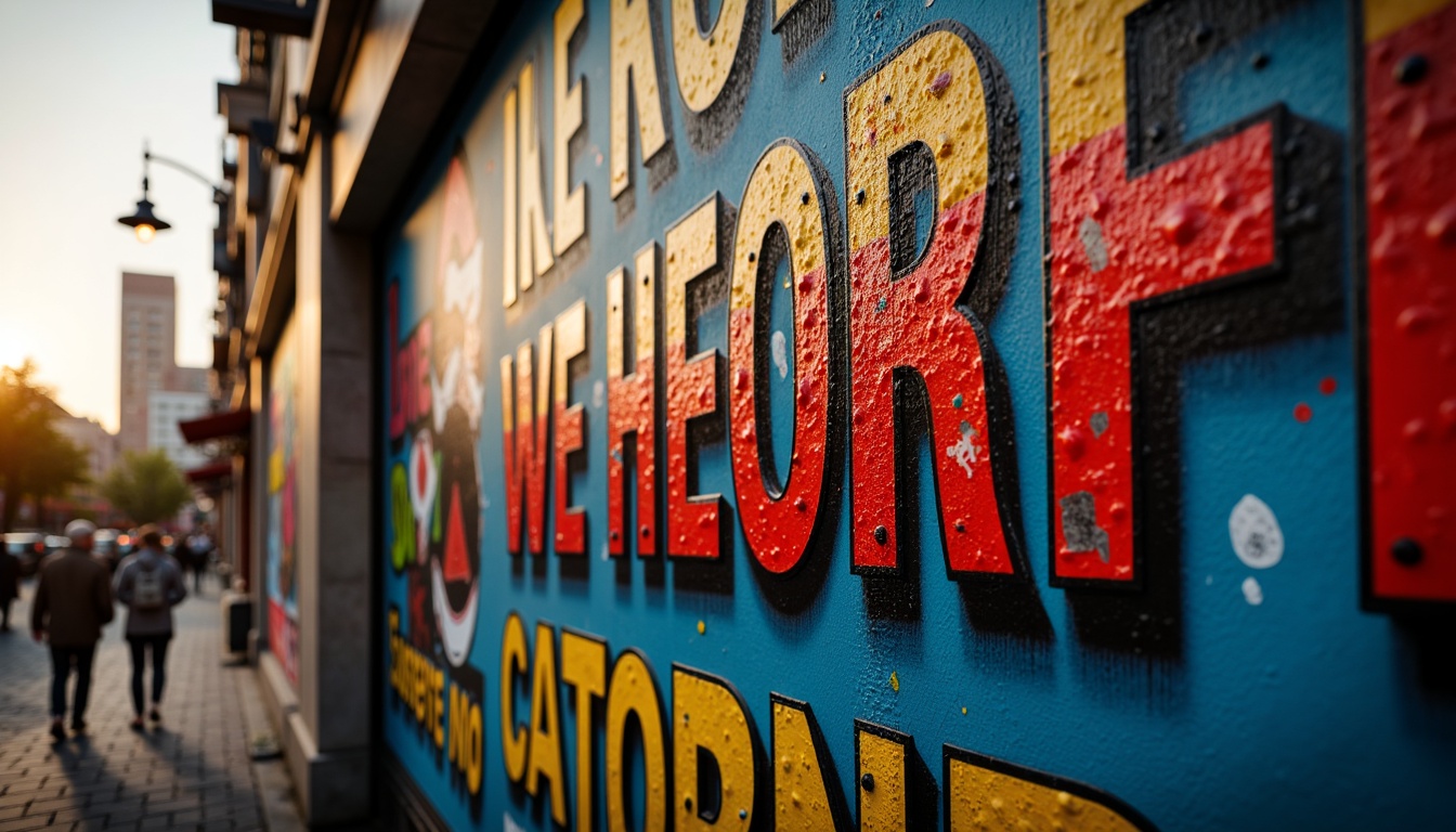 Prompt: Vibrant protest signs, bold typography, striking graffiti, urban cityscape, concrete walls, gritty textures, dramatic shadows, warm golden lighting, shallow depth of field, 1/1 composition, realistic render, ambient occlusion, energetic color palette, bright red accents, deep blue undertones, neon green highlights, metallic silver finishes, rough stone surfaces, industrial materials, edgy architectural lines, modern urban atmosphere.