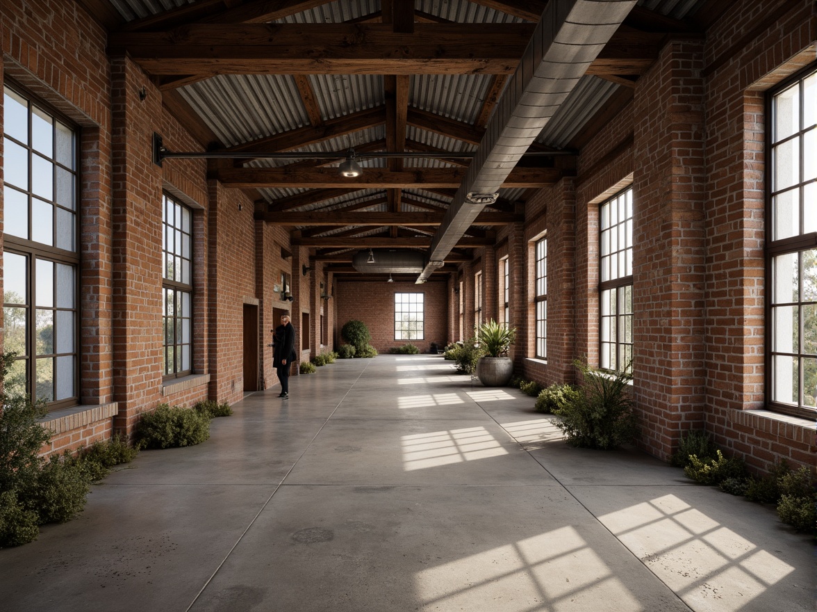 Prompt: Rustic industrial landscape, abandoned factories, worn brick walls, distressed metal roofs, reclaimed wood accents, earthy tones, natural textures, regional materials, local craftsmanship, exposed ductwork, concrete floors, steel beams, functional minimalism, industrial chic aesthetic, warm soft lighting, shallow depth of field, 1/1 composition, realistic renderings, ambient occlusion.