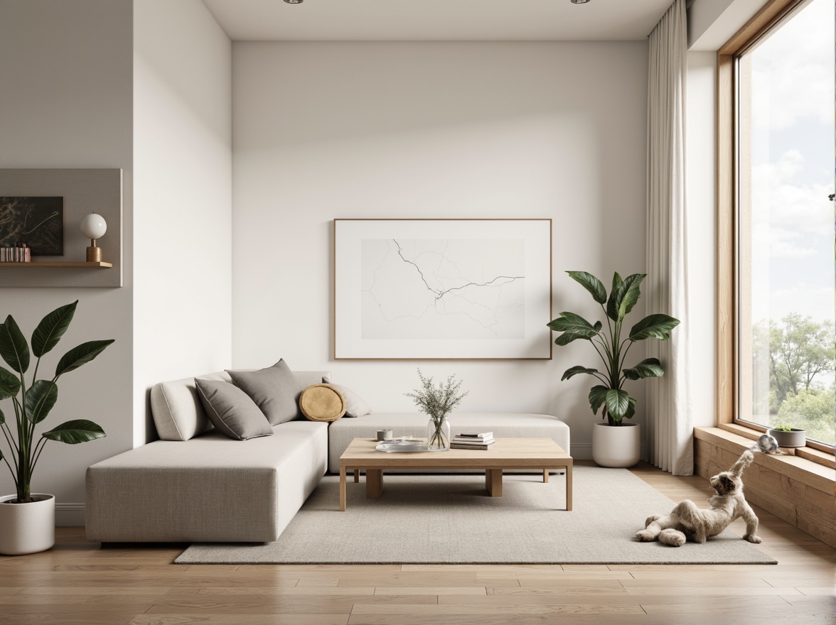 Prompt: Minimalist interior, monochromatic color scheme, clean lines, simple shapes, natural materials, wooden accents, subtle textures, soft warm lighting, shallow depth of field, 1/1 composition, realistic render, ambient occlusion, cozy atmosphere, intimate scale, functional simplicity, Scandinavian-inspired furniture, neutral tone palette, elegant typography, subtle branding elements.