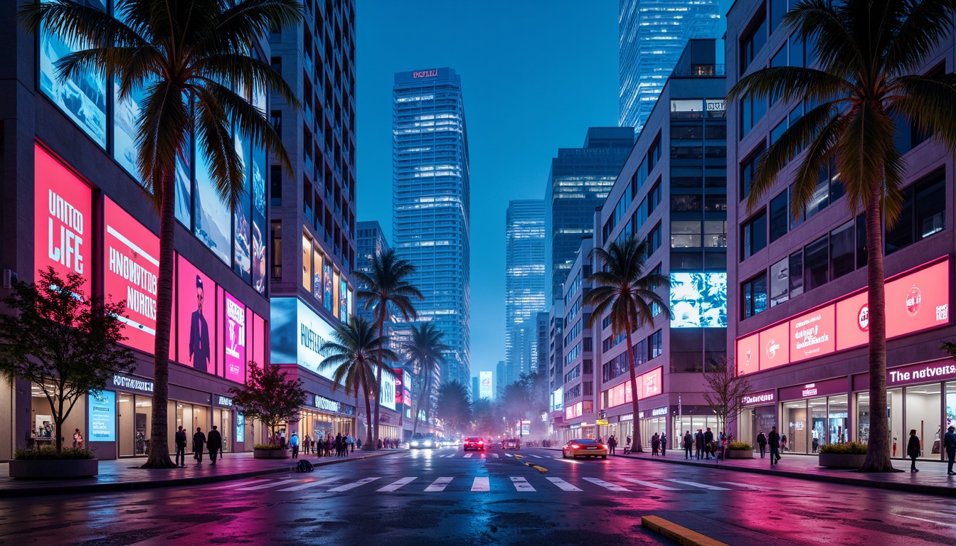 Prompt: Neon-lit cityscape, metallic skyscrapers, holographic advertisements, iridescent glass towers, cyberpunk alleys, neon-drenched streets, vibrant LED lights, electric blue hues, hot pink accents, chrome-plated details, mirror-like reflections, futuristic transportation systems, sleek aerodynamic shapes, high-tech gadgetry, virtual reality interfaces, 3D holographic projections, atmospheric mist effects, cinematic lighting, shallow depth of field, 1/1 composition, realistic metallic textures, ambient occlusion.