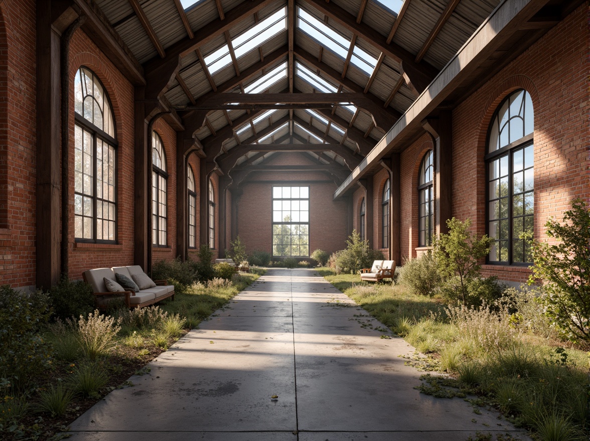 Prompt: Rustic industrial landscape, abandoned factories, worn brick walls, distressed metal roofs, reclaimed wood accents, earthy tones, natural textures, regional materials, local craftsmanship, exposed ductwork, concrete floors, steel beams, functional minimalism, industrial chic aesthetic, warm soft lighting, shallow depth of field, 1/1 composition, realistic renderings, ambient occlusion.