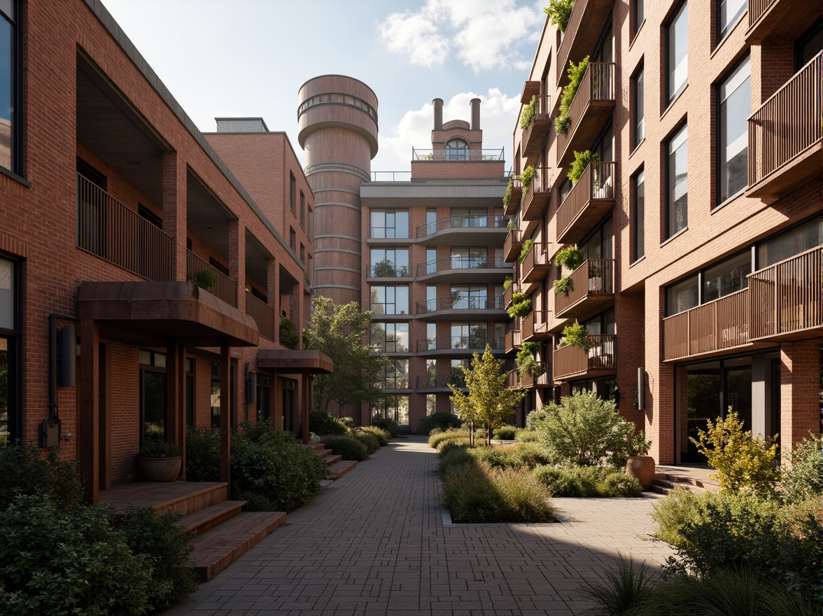 Prompt: Industrial heritage site, exposed brick buildings, rusty metal structures, reclaimed wood accents, vintage factory equipment, urban renewal, mixed-use development, adaptive reuse, modern amenities, sleek glass facades, corten steel cladding, brutalist architecture, post-industrial landscape, overgrown vegetation, abandoned machinery, nostalgic atmosphere, warm golden lighting, shallow depth of field, 2/3 composition, realistic textures, ambient occlusion.