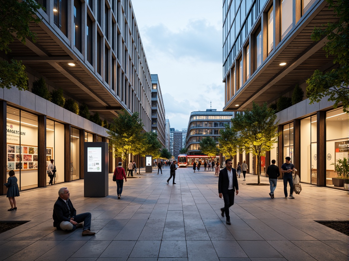 Prompt: Vibrant tram station, bustling urban hub, modern architecture, sleek glass roofs, natural stone flooring, green walls, urban gardens, public art installations, interactive exhibits, community boards, cozy seating areas, warm lighting, shallow depth of field, 3/4 composition, panoramic view, realistic textures, ambient occlusion.