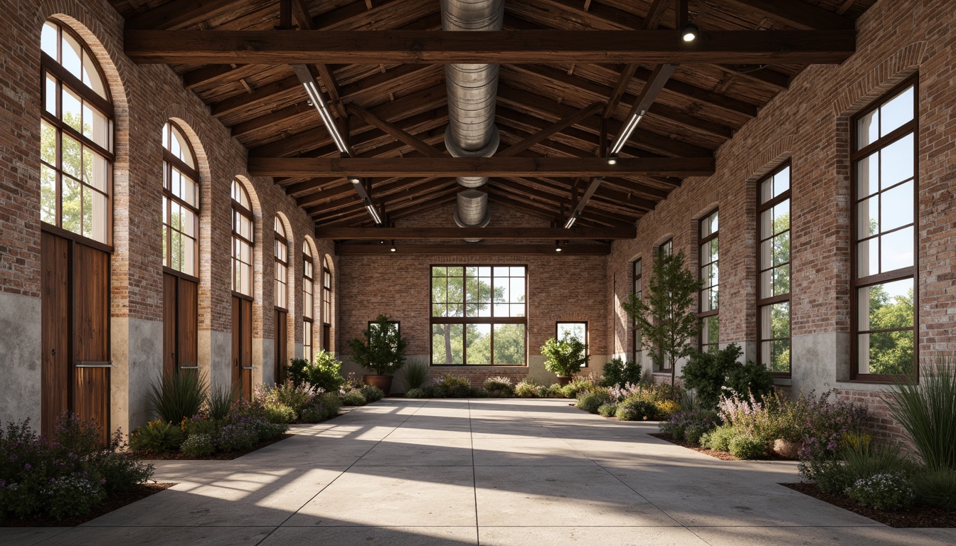 Prompt: Rustic industrial landscape, abandoned factories, worn brick walls, distressed metal roofs, reclaimed wood accents, earthy tones, natural textures, regional materials, local craftsmanship, exposed ductwork, concrete floors, steel beams, functional minimalism, industrial chic aesthetic, warm soft lighting, shallow depth of field, 1/1 composition, realistic renderings, ambient occlusion.