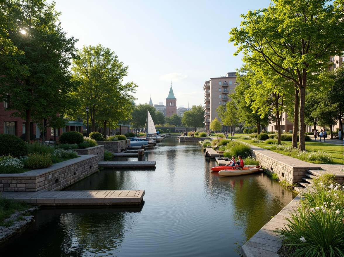 Prompt: Riverbank landscape, lush green vegetation, serene water flow, natural stone walls, wooden docks, sailboats, kayaks, paddleboards, scenic walking paths, benches, picnic areas, vibrant flowers, blooming trees, sunny day, soft warm lighting, shallow depth of field, 3/4 composition, panoramic view, realistic textures, ambient occlusion, gentle river breeze, misty atmosphere, rustic wooden bridges, meandering river streams, tranquil water reflections.