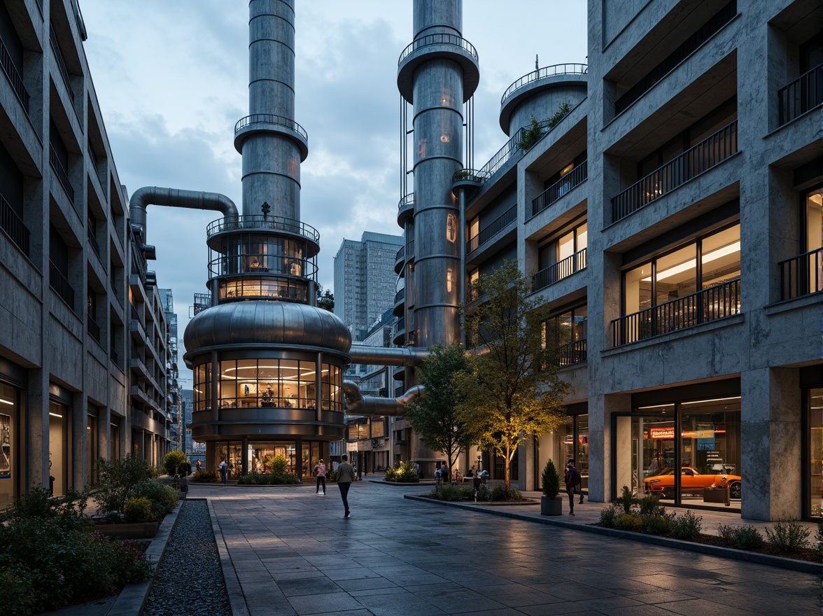 Prompt: Industrial energy plant, metallic surfaces, rusty steel beams, concrete foundations, exposed pipes, functional machinery, control rooms, warning signs, neon lights, reflective glass windows, brutalist architecture, angular lines, urban landscape, cloudy sky, dramatic lighting, high contrast, 1/1 composition, realistic textures, ambient occlusion.