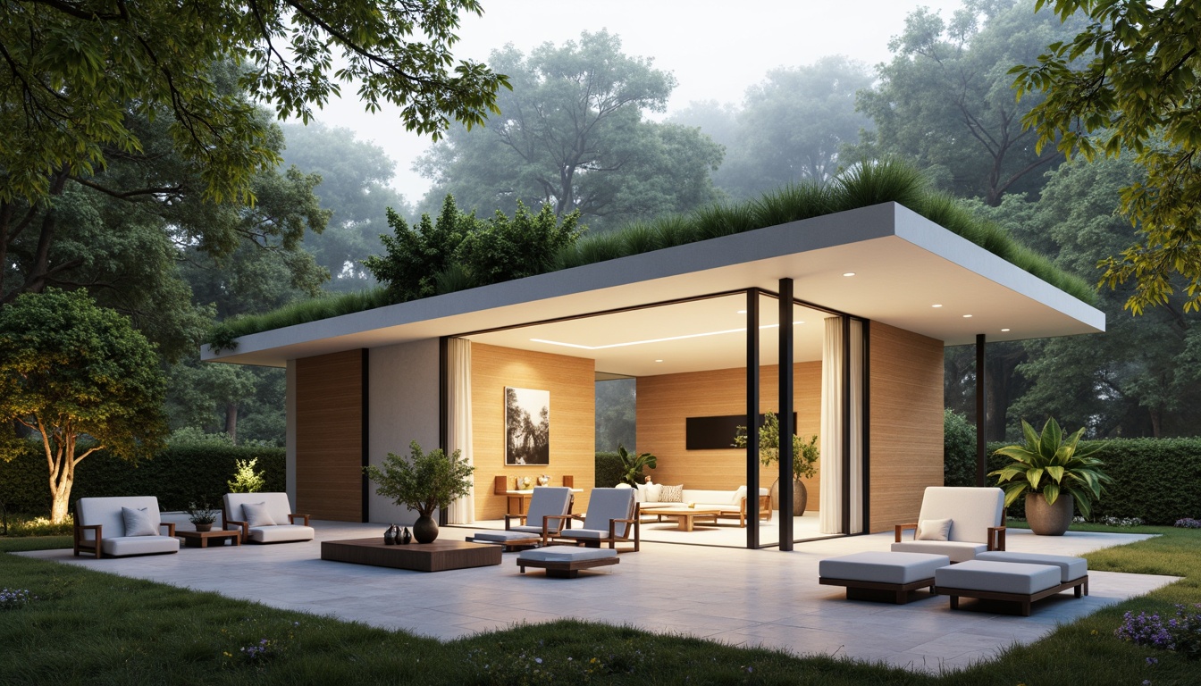 Prompt: Minimalist villa, open-plan living area, sleek lines, monochromatic color scheme, polished concrete floors, floor-to-ceiling windows, sliding glass doors, natural light pouring in, airy atmosphere, low-profile furniture, hidden storage spaces, green roof, surrounding lush vegetation, serene forest views, misty morning, soft warm lighting, shallow depth of field, 1/1 composition, realistic textures, ambient occlusion.