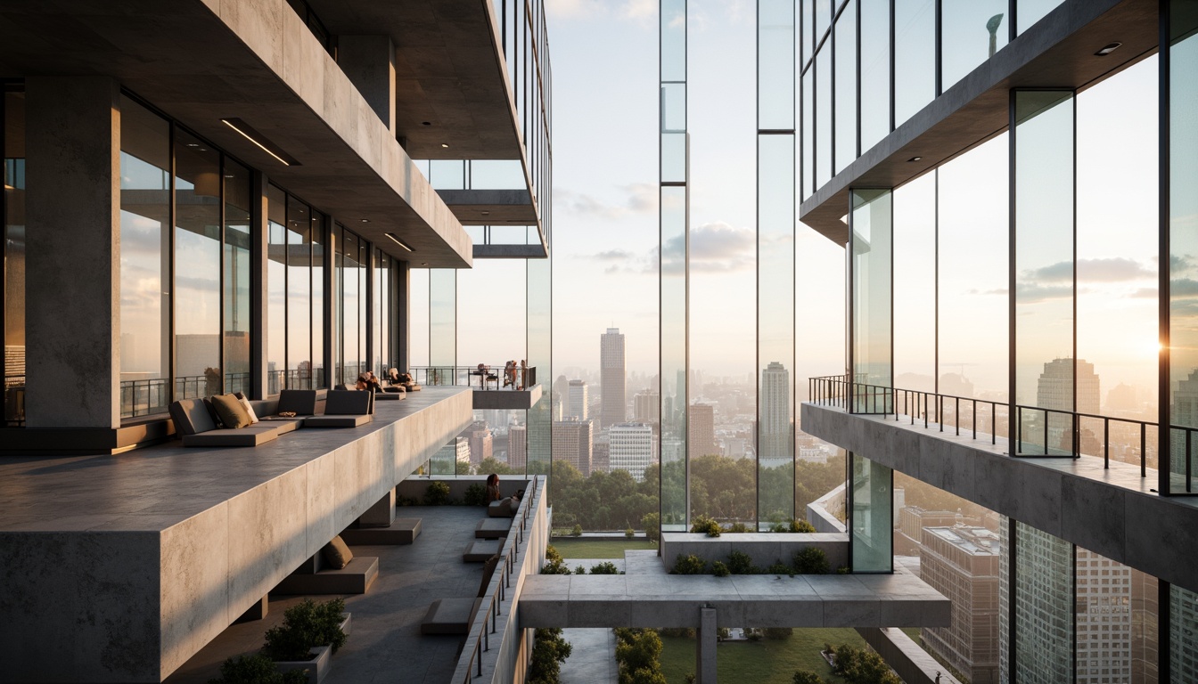 Prompt: Curved lines, minimalist design, open spaces, natural light, sleek metal framework, glass facades, cantilevered roofs, geometric shapes, futuristic ambiance, urban landscape, city skyline, morning mist, soft warm lighting, shallow depth of field, 3/4 composition, panoramic view, realistic textures, ambient occlusion.