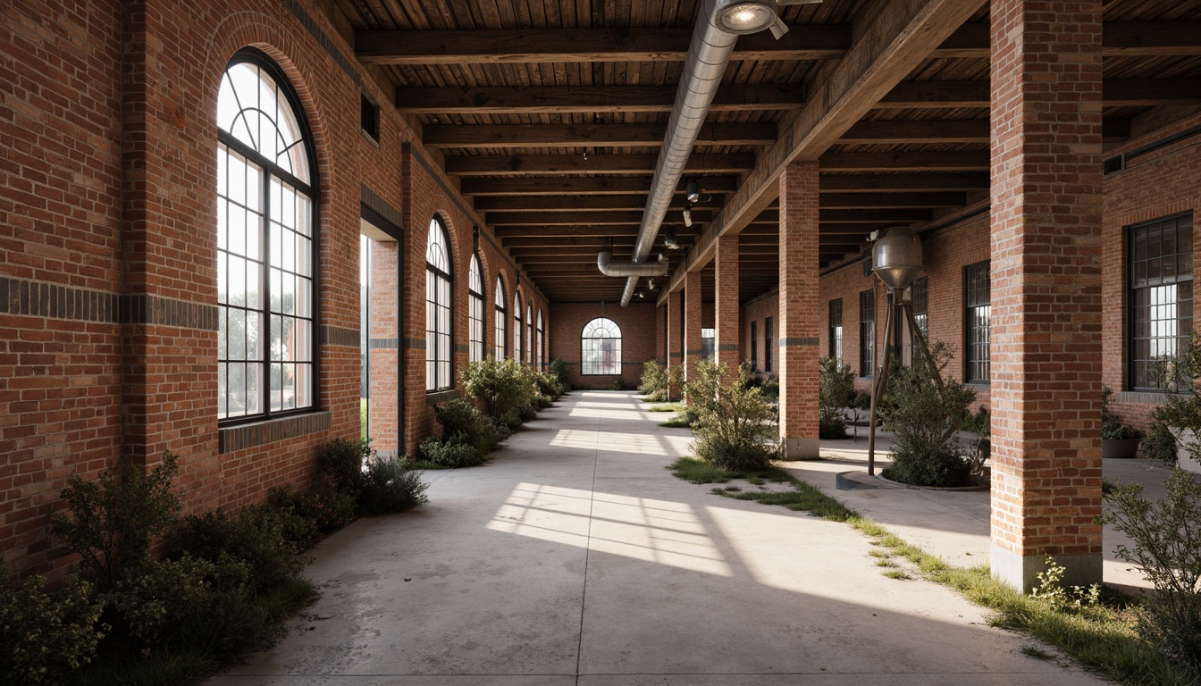 Prompt: Rustic industrial landscape, abandoned factories, worn brick walls, distressed metal roofs, reclaimed wood accents, earthy tones, natural textures, regional materials, local craftsmanship, exposed ductwork, concrete floors, steel beams, functional minimalism, industrial chic aesthetic, warm soft lighting, shallow depth of field, 1/1 composition, realistic renderings, ambient occlusion.