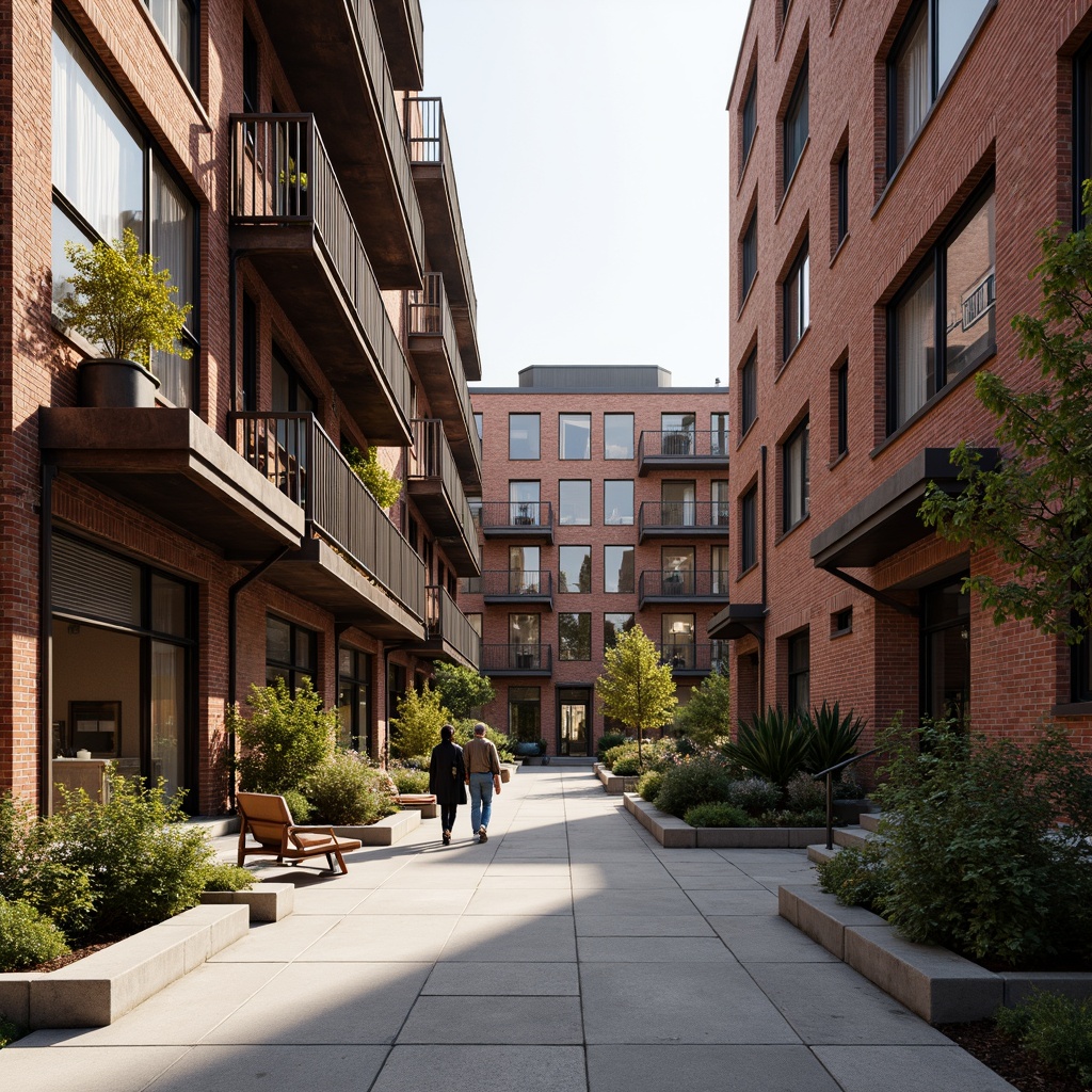 Prompt: Industrial heritage site, exposed brick buildings, rusty metal structures, reclaimed wood accents, vintage factory equipment, urban renewal, mixed-use development, adaptive reuse, modern amenities, sleek glass facades, minimalist interiors, polished concrete floors, industrial chic decor, natural light pouring in, airy open spaces, communal courtyards, pedestrian-friendly walkways, vibrant street art, eclectic neighborhood vibe, warm golden lighting, shallow depth of field, 2/3 composition, realistic textures, ambient occlusion.