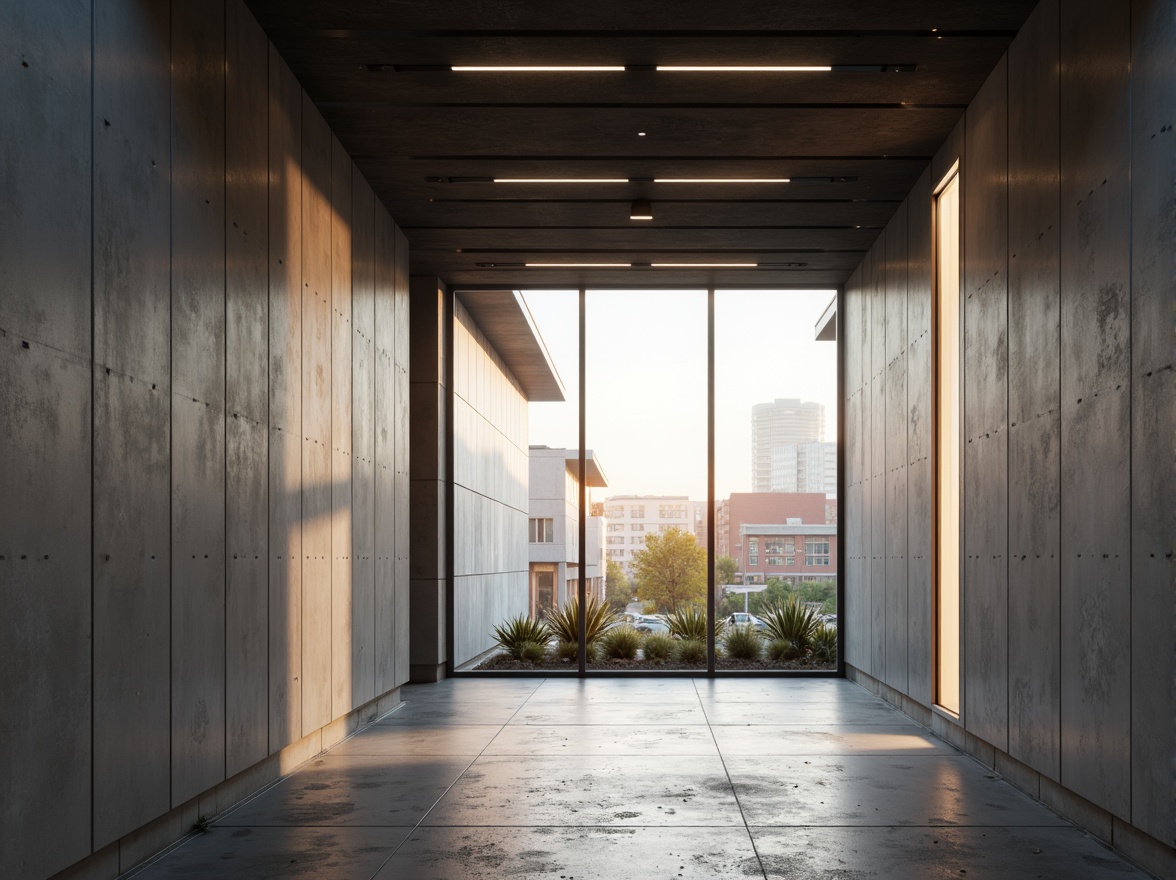 Prompt: Minimalist building facade, clean lines, monochromatic color scheme, industrial materials, exposed ductwork, polished concrete floors, floor-to-ceiling windows, natural light pouring in, soft warm glow, subtle shadows, recessed lighting fixtures, hidden LED strips, ambient illumination, 1/1 composition, shallow depth of field, realistic textures, soft focus, morning sunlight, urban cityscape.