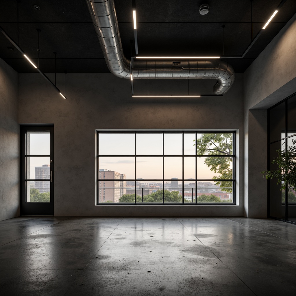 Prompt: Minimalist building facade, clean lines, monochromatic color scheme, industrial materials, exposed ductwork, polished concrete floors, floor-to-ceiling windows, natural light pouring in, soft warm glow, subtle shadows, recessed lighting fixtures, hidden LED strips, ambient illumination, 1/1 composition, shallow depth of field, realistic textures, soft focus, atmospheric perspective.