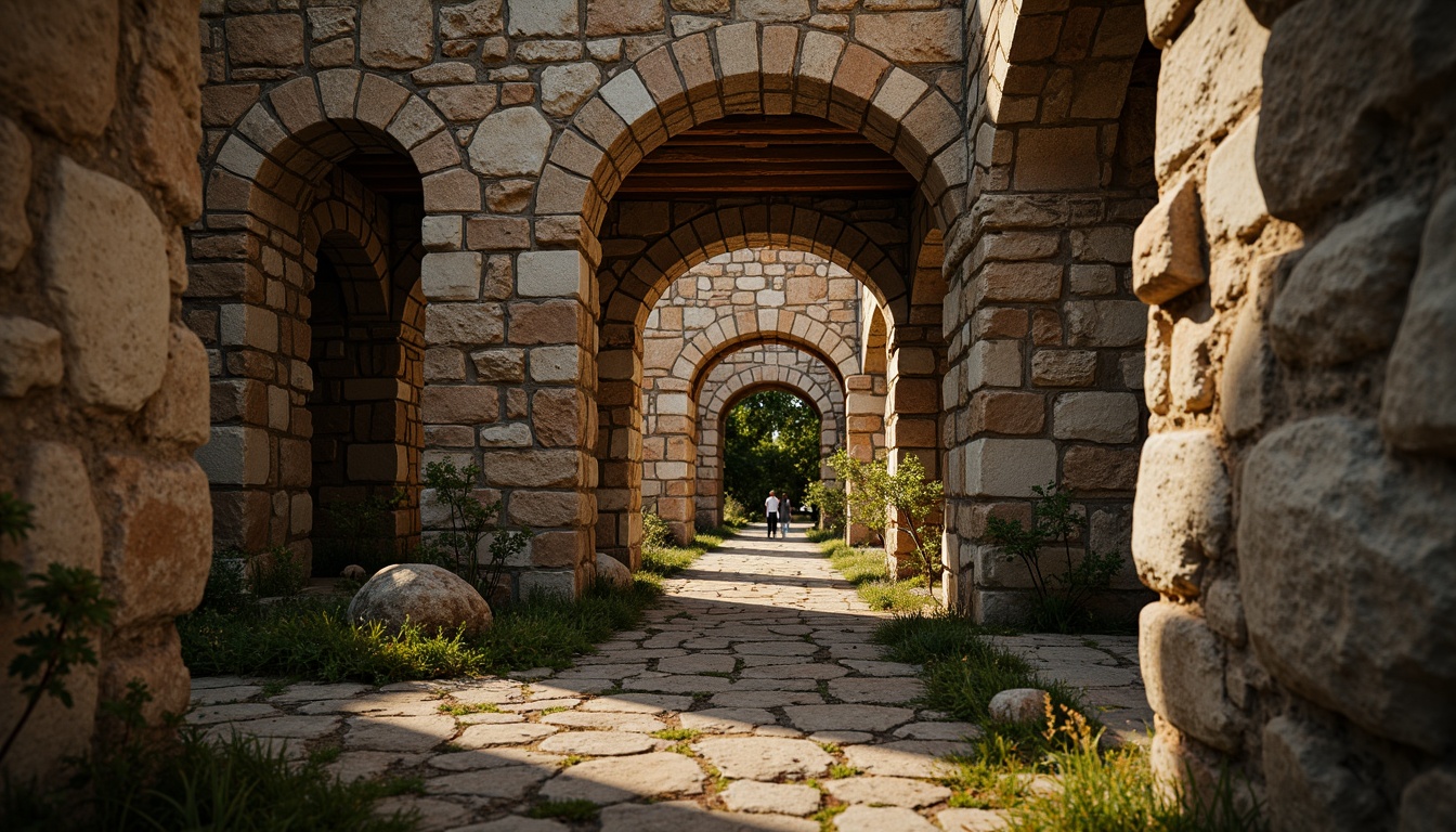 Prompt: Rustic stone walls, weathered rock formations, earthy tones, natural cracks, moss-covered surfaces, ancient ruins, mysterious ambiance, warm golden lighting, shallow depth of field, 1/1 composition, realistic textures, ambient occlusion, overgrown vegetation, abandoned structures, historic landmarks, worn stone pathways, faded frescoes, mystical atmosphere.