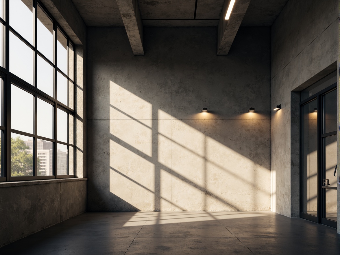 Prompt: Minimalist building facade, clean lines, monochromatic color scheme, industrial materials, exposed ductwork, polished concrete floors, floor-to-ceiling windows, natural light pouring in, soft warm glow, subtle shadows, recessed lighting fixtures, hidden LED strips, ambient illumination, 1/1 composition, shallow depth of field, realistic textures, soft focus, atmospheric perspective.