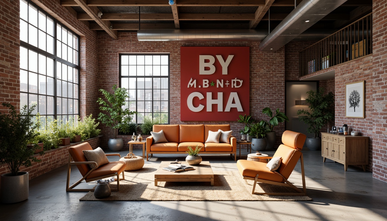 Prompt: Industrial background, exposed brick walls, raw concrete floors, metal beams, minimalist decor, functional furniture, primary color accents, geometric patterns, bold typography, natural textiles, woven baskets, handmade ceramics, distressed wood, vintage machinery, urban atmosphere, soft diffused lighting, shallow depth of field, 1/1 composition, realistic materials, ambient occlusion.