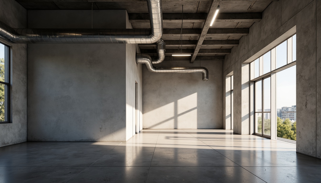 Prompt: Minimalist building facade, clean lines, monochromatic color scheme, industrial materials, exposed ductwork, polished concrete floors, floor-to-ceiling windows, natural light pouring in, soft warm glow, subtle shadows, recessed lighting fixtures, hidden LED strips, ambient illumination, 1/1 composition, shallow depth of field, realistic textures, soft focus, atmospheric perspective.