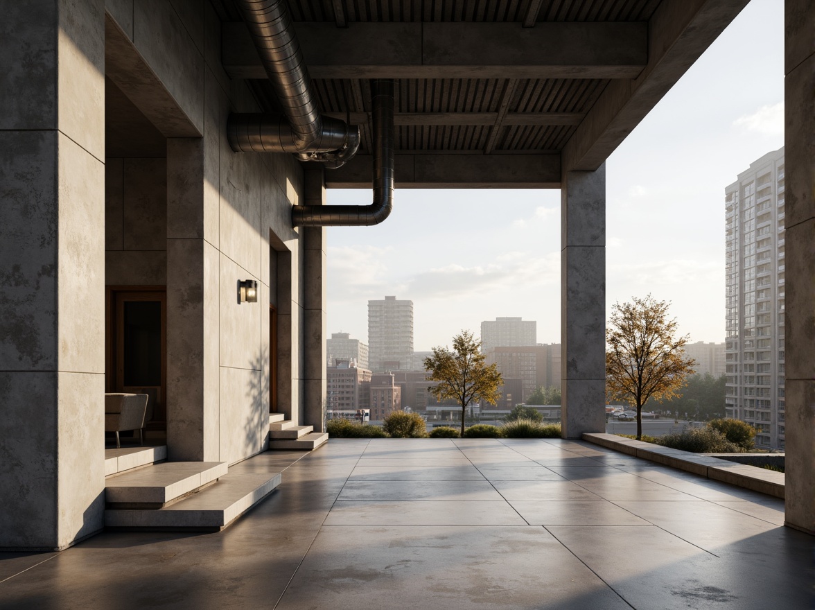 Prompt: Minimalist building facade, clean lines, monochromatic color scheme, industrial materials, exposed ductwork, polished concrete floors, floor-to-ceiling windows, natural light pouring in, soft warm glow, subtle shadows, recessed lighting fixtures, hidden LED strips, ambient illumination, 1/1 composition, shallow depth of field, realistic textures, soft focus, morning sunlight, urban cityscape.