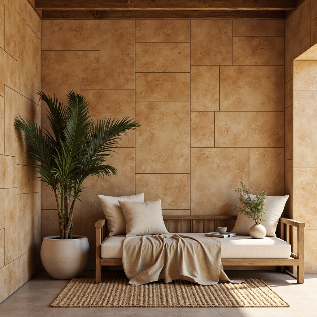 Prompt: Natural cork walls, earthy tones, organic textures, warm beige colors, sustainable materials, eco-friendly design, rustic charm, cozy atmosphere, soft warm lighting, shallow depth of field, 1/1 composition, realistic renderings, ambient occlusion, natural patterns, intricate details, subtle color variations, tactile sensations.