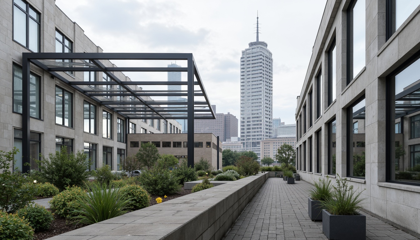 Prompt: Transparent glass facades, minimalist steel frames, open floor plans, industrial materials, exposed ductwork, functional simplicity, brutalist concrete structures, geometric shapes, urban cityscape, modern metropolitan atmosphere, cloudy day, soft diffused lighting, shallow depth of field, 1/1 composition, realistic textures, ambient occlusion.