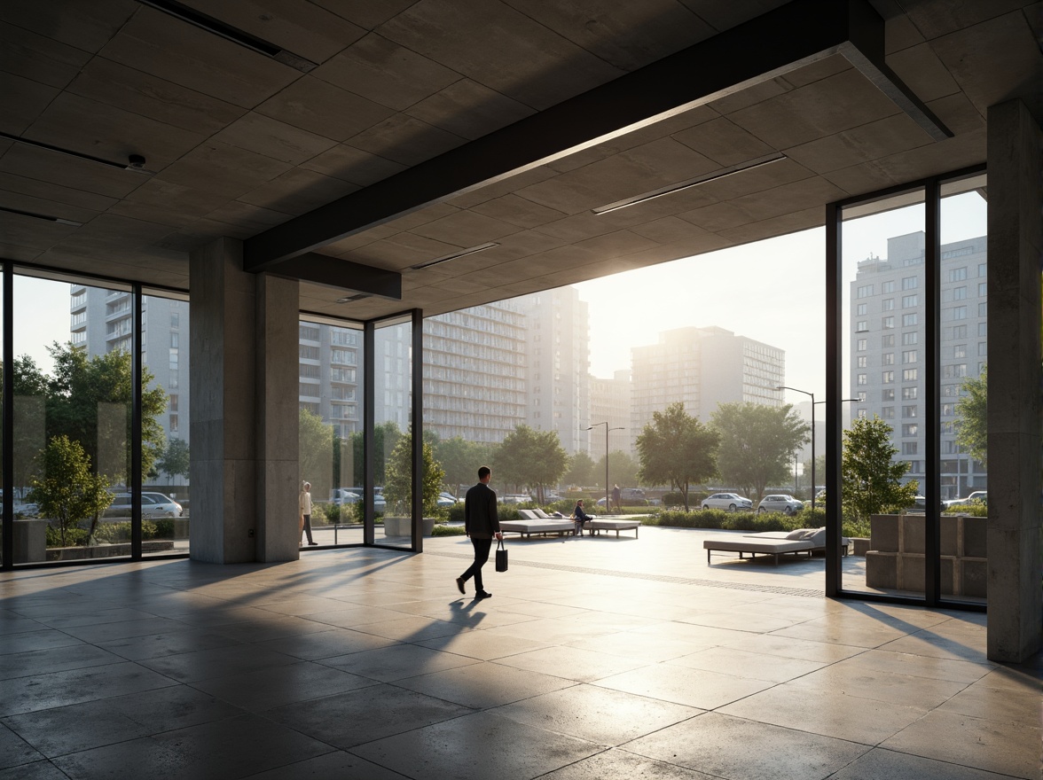 Prompt: Minimalist building facade, clean lines, monochromatic color scheme, industrial materials, exposed ductwork, polished concrete floors, floor-to-ceiling windows, natural light pouring in, soft warm glow, subtle shadows, recessed lighting fixtures, hidden LED strips, ambient illumination, 1/1 composition, shallow depth of field, realistic textures, soft focus, morning sunlight, urban cityscape.