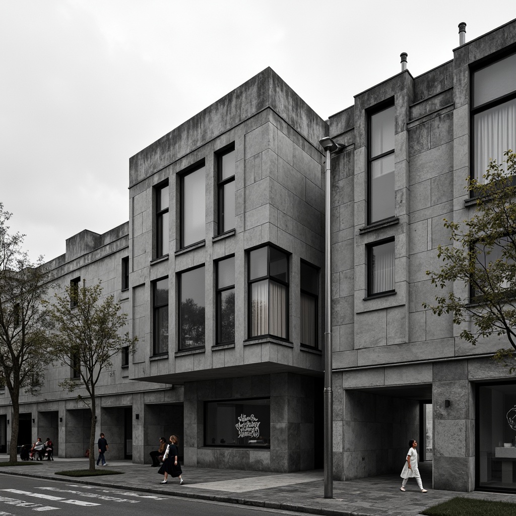 Prompt: Gainsboro-inspired brutalist architecture, monochromatic color scheme, weathered concrete textures, rugged stone walls, industrial metal accents, minimalist ornamentation, functional simplicity, urban cityscape, overcast sky, dramatic shadows, high-contrast lighting, 1/1 composition, symmetrical framing, bold geometric forms, raw materiality, distressed finishes, brutalist typography, abstract graffiti, moody atmospheric effects.