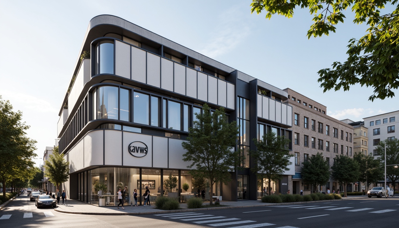 Prompt: Simple office building, minimalist facade, clean lines, monochromatic color scheme, large glass windows, steel frames, concrete walls, subtle textures, modern typography, sleek signage, urban cityscape, busy streets, morning sunlight, soft shadows, shallow depth of field, 1/1 composition, realistic rendering, ambient occlusion.