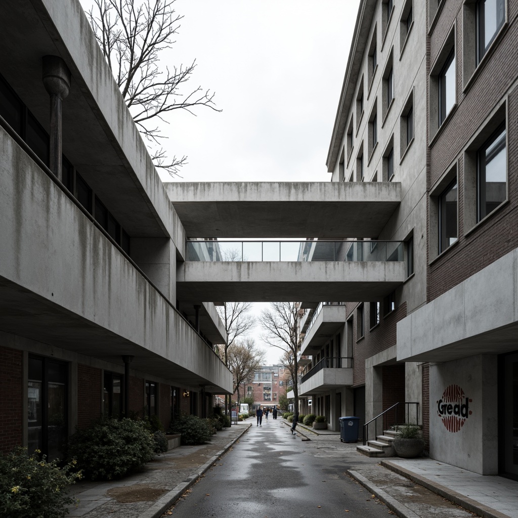 Prompt: Gainsboro-inspired brutalist architecture, monochromatic color scheme, weathered concrete textures, rugged stone walls, industrial metal accents, minimalist ornamentation, functional simplicity, urban cityscape, overcast sky, dramatic shadows, high-contrast lighting, 1/1 composition, symmetrical framing, bold geometric forms, raw materiality, distressed finishes, brutalist typography, abstract graffiti, moody atmospheric effects.