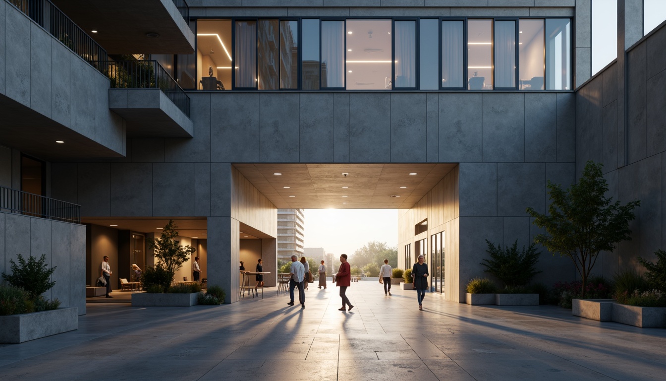 Prompt: Minimalist building facade, clean lines, monochromatic color scheme, industrial materials, exposed ductwork, polished concrete floors, floor-to-ceiling windows, natural light pouring in, soft warm glow, subtle shadows, recessed lighting fixtures, hidden LED strips, ambient illumination, 1/1 composition, shallow depth of field, realistic textures, soft focus, atmospheric perspective.