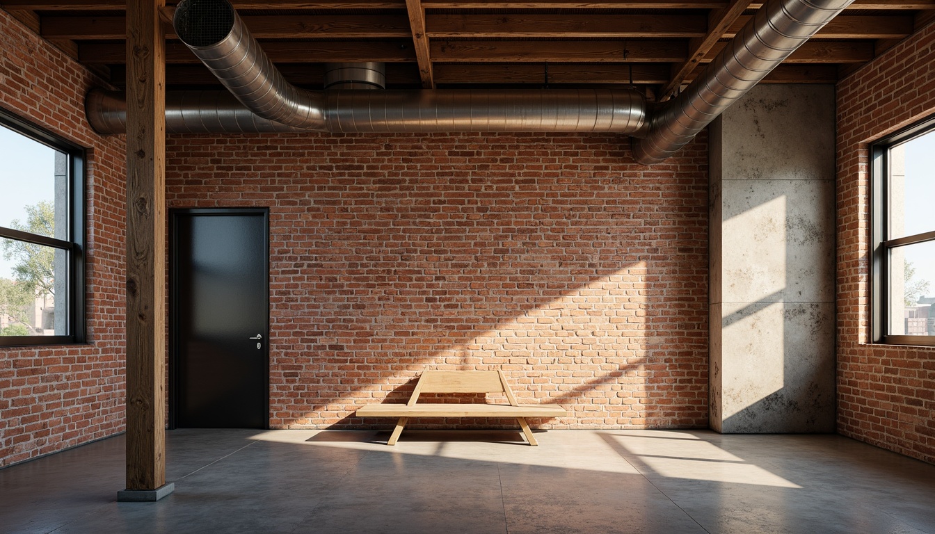 Prompt: Rustic brick facade, distressed mortar joints, earthy tone color palette, industrial chic aesthetic, exposed ductwork, metal accents, reclaimed wood beams, urban loft atmosphere, natural light pouring in, shallow depth of field, 1/1 composition, warm softbox lighting, realistic ambient occlusion.