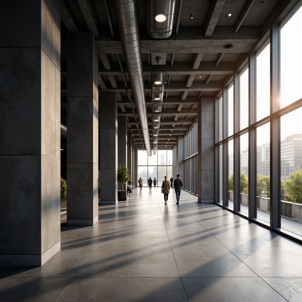 Prompt: Minimalist building facade, clean lines, monochromatic color scheme, industrial materials, exposed ductwork, polished concrete floors, floor-to-ceiling windows, natural light pouring in, soft warm glow, subtle shadows, recessed lighting fixtures, hidden LED strips, ambient illumination, 1/1 composition, shallow depth of field, realistic textures, soft focus, morning sunlight, urban cityscape.