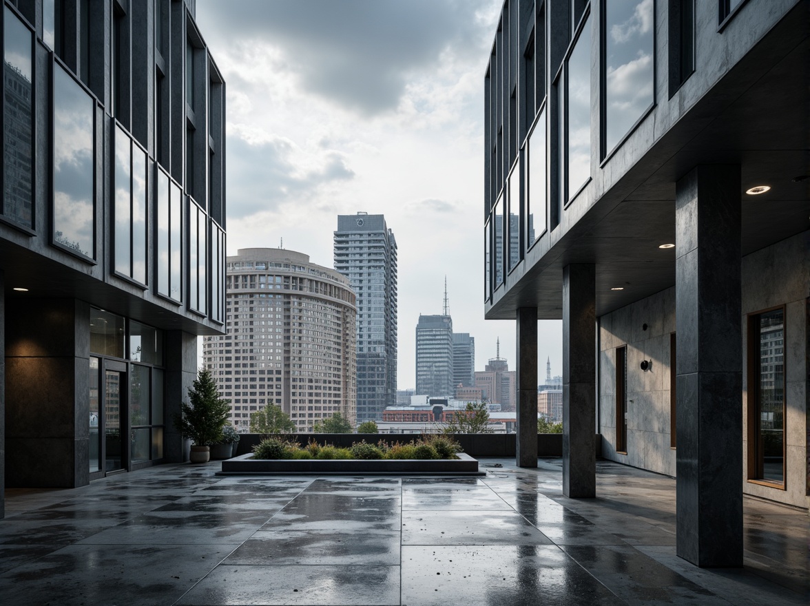 Prompt: Modern steel buildings, sleek metal facades, industrial chic aesthetic, exposed ductwork, polished concrete floors, minimalist interior design, urban cityscape, cloudy grey sky, dramatic lighting effects, high-contrast shadows, 1/1 composition, shallow depth of field, realistic metallic textures, ambient occlusion.