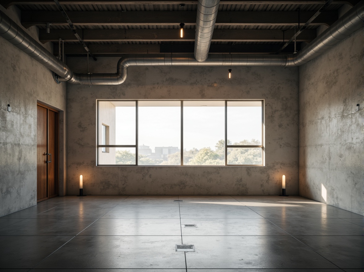 Prompt: Minimalist building facade, clean lines, monochromatic color scheme, industrial materials, exposed ductwork, polished concrete floors, floor-to-ceiling windows, natural light pouring in, soft warm glow, subtle shadows, recessed lighting fixtures, hidden LED strips, ambient illumination, 1/1 composition, shallow depth of field, realistic textures, soft focus, atmospheric perspective.