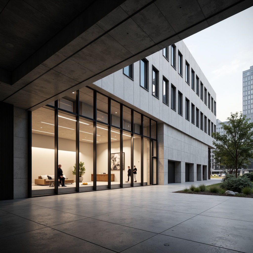 Prompt: Minimalist building facade, clean lines, monochromatic color scheme, industrial materials, exposed ductwork, polished concrete floors, floor-to-ceiling windows, natural light pouring in, soft warm glow, subtle shadows, recessed lighting fixtures, hidden LED strips, ambient illumination, 1/1 composition, shallow depth of field, realistic textures, soft focus, morning sunlight, urban cityscape.