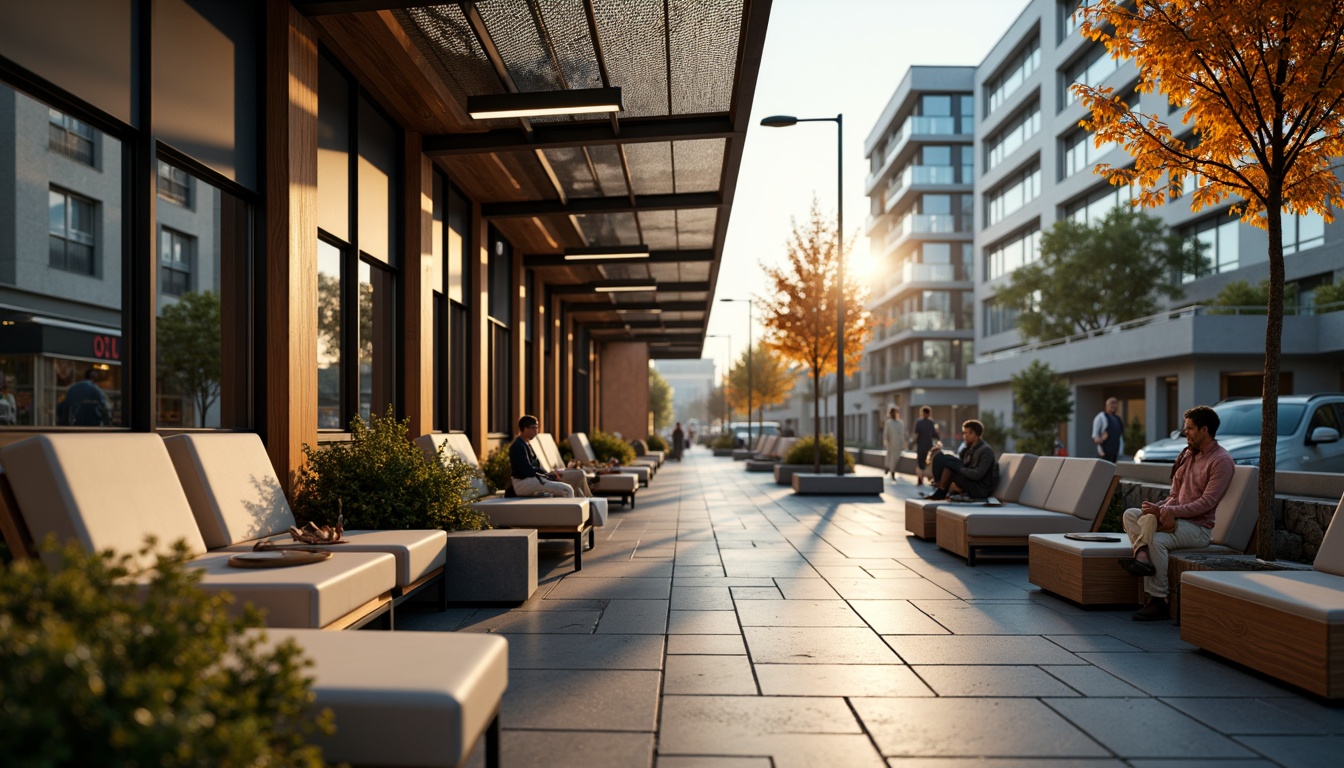 Prompt: Cozy bus station lounge, comfortable seating areas, soft cushioned chairs, wooden benches, warm lighting, natural stone flooring, modern architecture, large windows, glass roofs, urban cityscape, busy streets, morning commute, rush hour atmosphere, shallow depth of field, 1/1 composition, realistic textures, ambient occlusion.