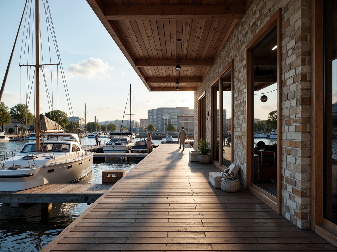 Prompt: Waterfront location, wooden dock, sailboats, nautical ropes, rustic boathouse, modern fenestration, large windows, sliding glass doors, minimalist frames, reflective metal surfaces, industrial chic design, reclaimed wood accents, natural stone walls, cozy interior lighting, warm color palette, shallow depth of field, 1/1 composition, realistic textures, ambient occlusion.