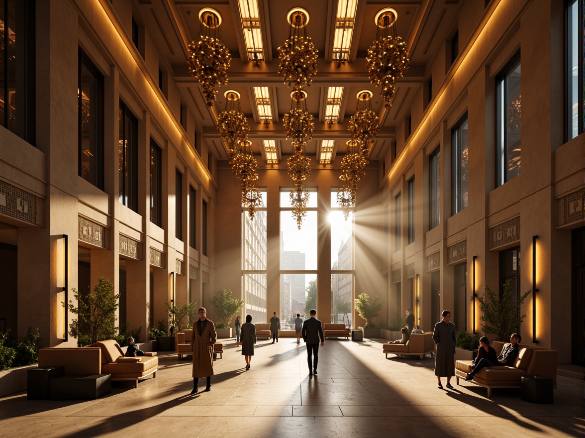 Prompt: Grand banking hall, high ceilings, marble floors, ornate chandeliers, warm golden lighting, soft shadows, dramatic spotlights, LED ambient lights, futuristic neon accents, sleek metal columns, minimalist decor, modernist architecture, urban cityscape, busy streets, daytime natural light, subtle gradient effects, 1/1 composition, realistic reflections, cinematic mood.