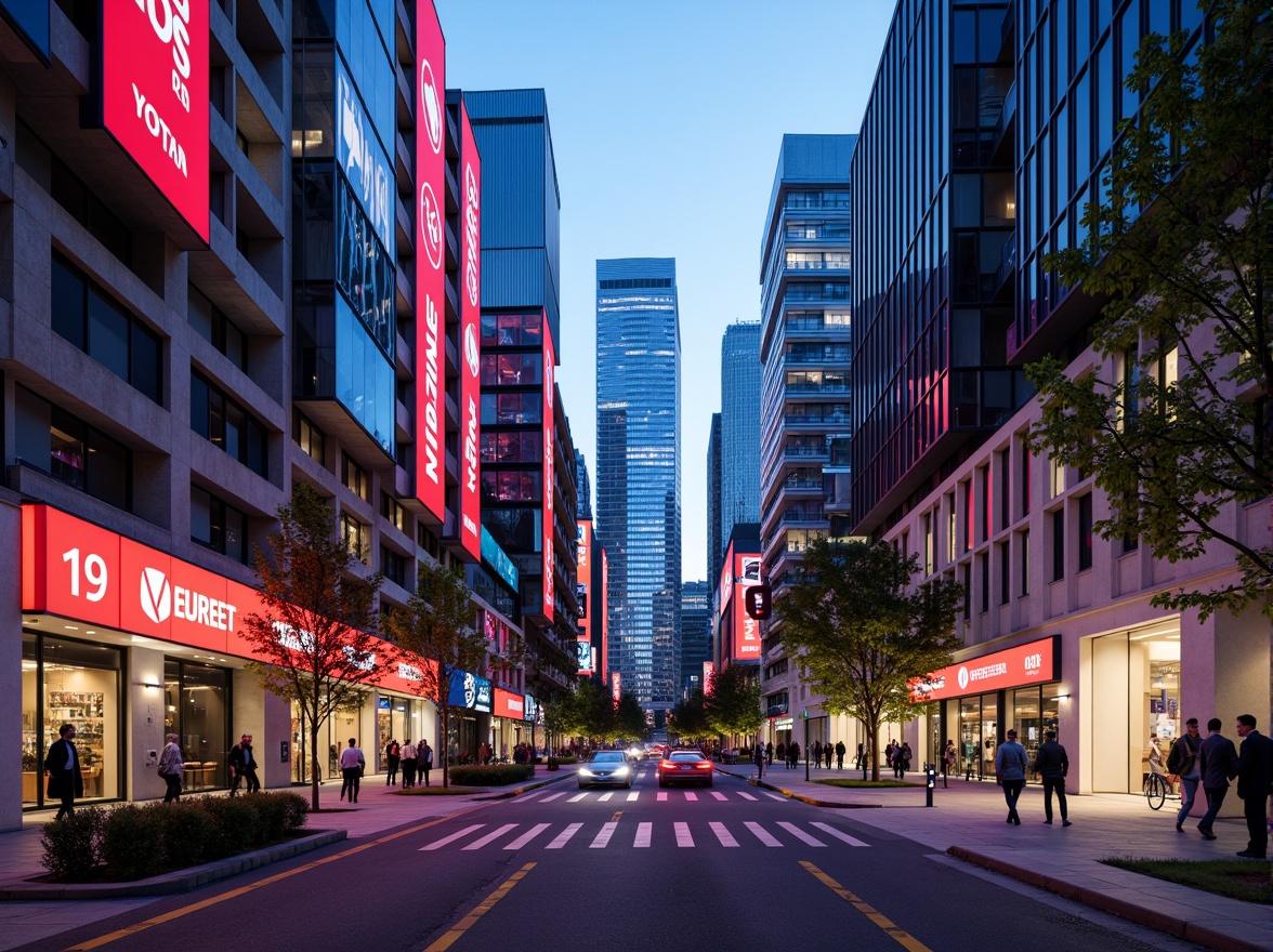 Prompt: Vibrant cityscape, modern skyscrapers, bold color blocking, contrasting hues, neon lights, urban landscape, bustling streets, pedestrian walkways, dynamic architecture, geometric patterns, metallic accents, glass facades, LED installations, futuristic ambiance, high-contrast lighting, dramatic shadows, 1/1 composition, low-angle shot, cinematic mood, realistic reflections.