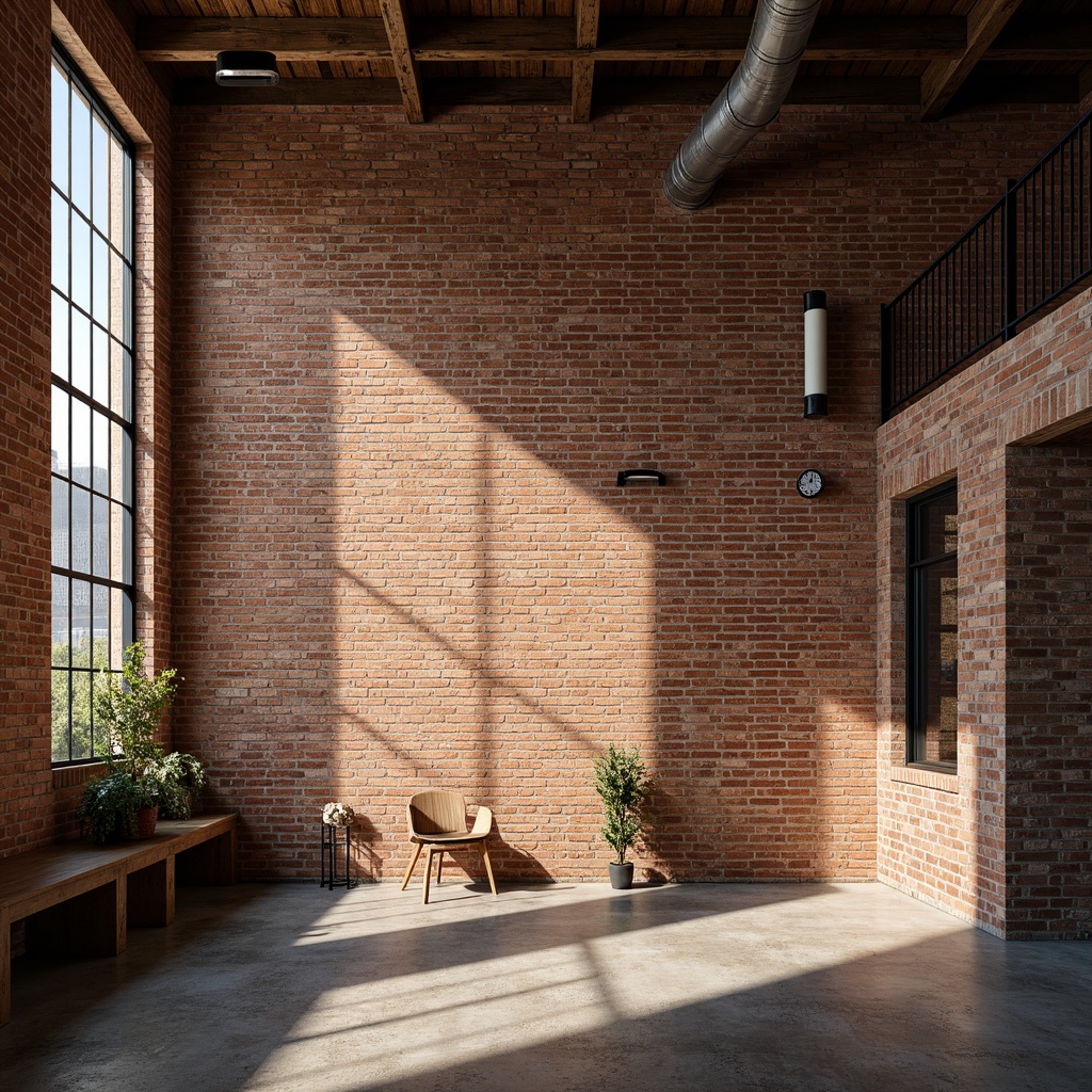 Prompt: Rustic brick facade, distressed mortar joints, earthy tone color palette, industrial chic aesthetic, exposed ductwork, metal accents, reclaimed wood beams, urban loft atmosphere, natural light pouring in, shallow depth of field, 1/1 composition, warm softbox lighting, realistic ambient occlusion.