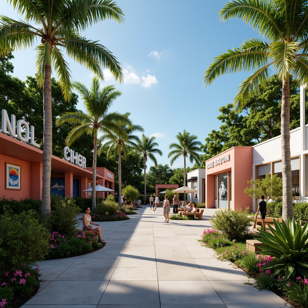 Prompt: Tropical island bus station, lush greenery, swaying palm trees, vibrant hibiscus flowers, natural stone benches, wooden shelters, nautical-themed signage, ocean-inspired murals, coral-colored buildings, modern minimalist architecture, large overhangs, shaded waiting areas, warm sunny day, soft diffused lighting, shallow depth of field, 1/1 composition, panoramic view, realistic textures, ambient occlusion.