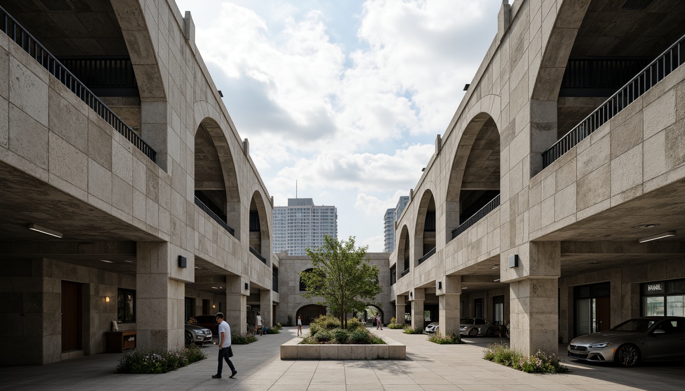 Prompt: Rough-hewn concrete walls, rugged stone facades, brutalist community center, angular geometric shapes, fortress-like structures, raw industrial materials, exposed ductwork, minimalist interior design, functional spaces, natural light pouring in, urban cityscape backdrop, overcast skies, dramatic shadows, high-contrast lighting, 1/1 composition, symmetrical framing, gritty realistic textures, ambient occlusion.