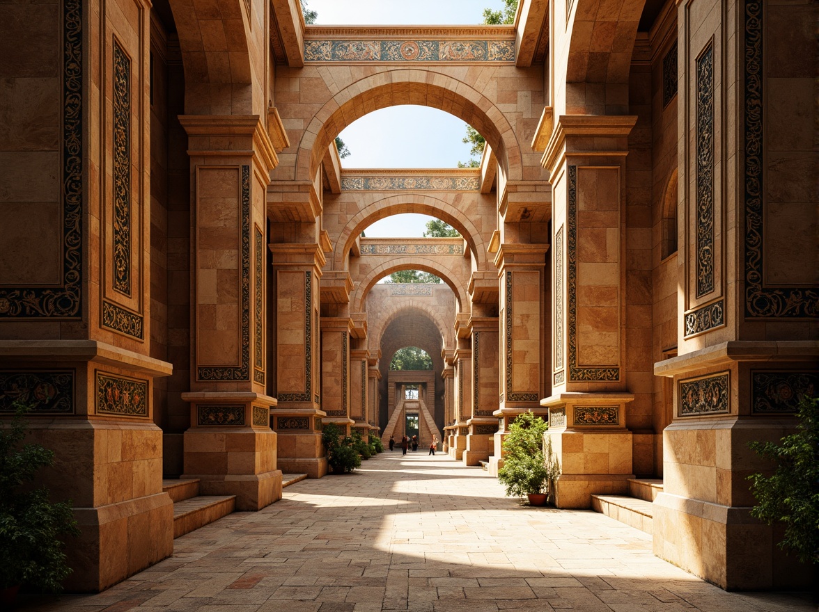 Prompt: Ancient monument ruins, fusion architecture, weathered stone walls, ornate carvings, intricate mosaics, vibrant cultural patterns, rich historical textures, monumental arches, grandiose columns, imposing statues, mystical ambiance, warm golden lighting, dramatic shadows, 1/1 composition, symmetrical framing, realistic render, ambient occlusion, subtle depth of field.